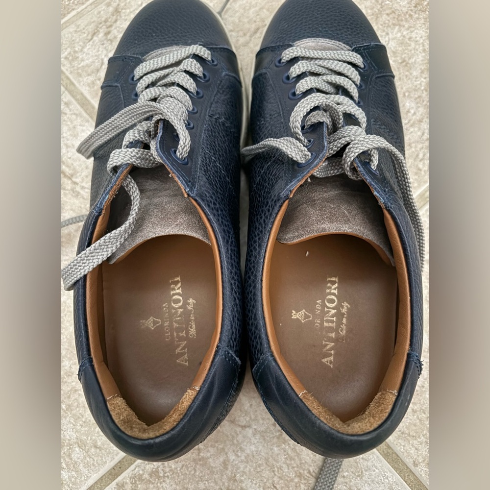 Clorinda Antinori The Sportivo Cervo Blu Sneaker men’s blue pebbled leather sz41 - Picture 4 of 11